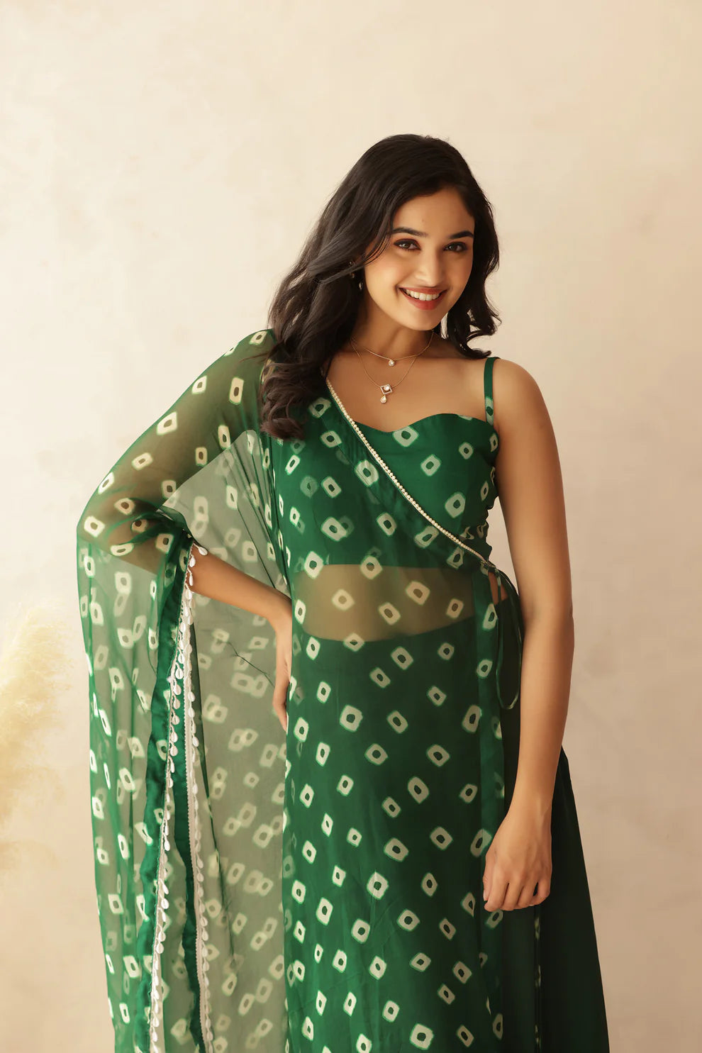 ALANI PINK BANDHEJ FUSION SET