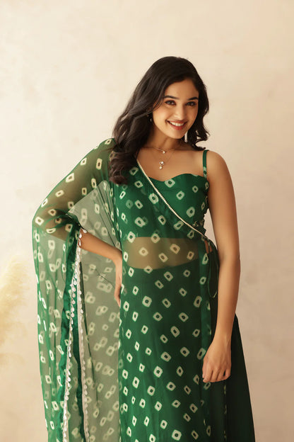 ALANI PINK BANDHEJ FUSION SET
