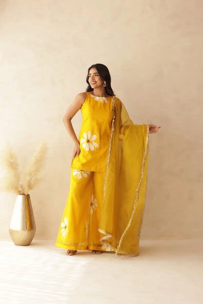 HEER RED HANDPAINTED SHARARA SET