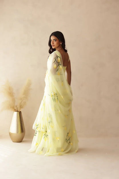 YUVIKA PINK HANDPAINTED SAREE