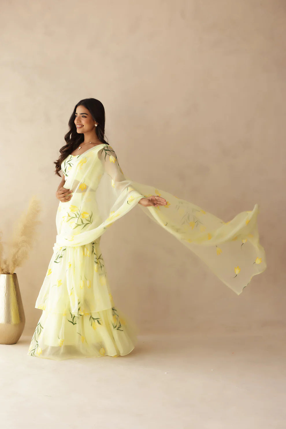 YUVIKA PINK HANDPAINTED SAREE