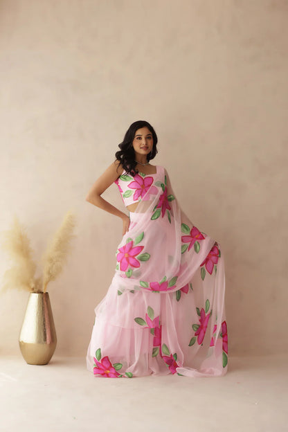 ESHANYA YELLOW HANDPAINTED SAREE