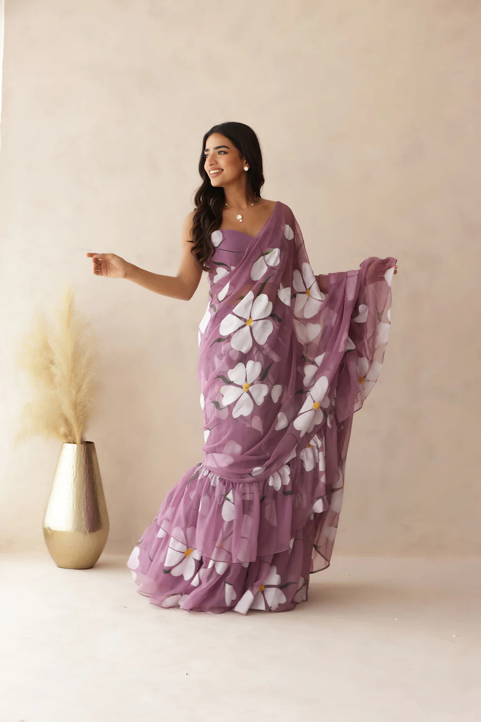 JIYA GREEN HANDPAINTED SAREE