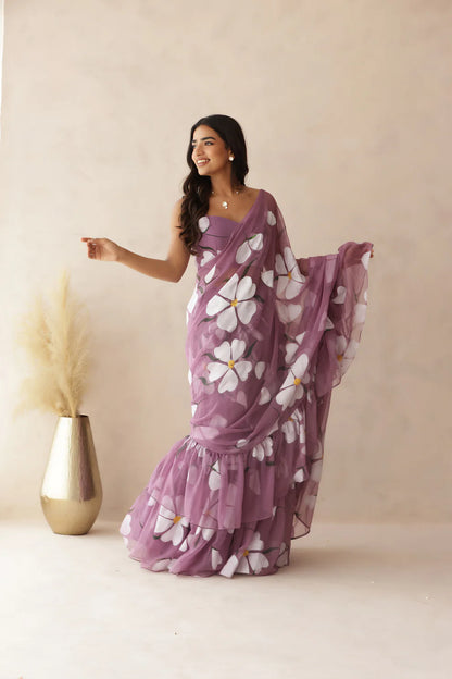 JIYA GREEN HANDPAINTED SAREE