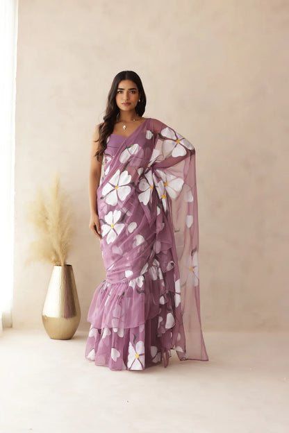JIYA GREEN HANDPAINTED SAREE