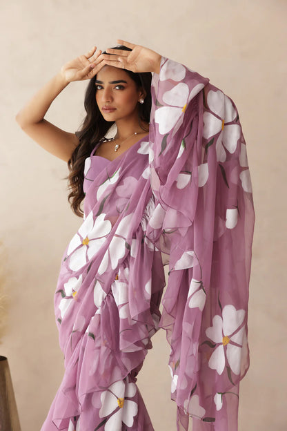 JIYA GREEN HANDPAINTED SAREE
