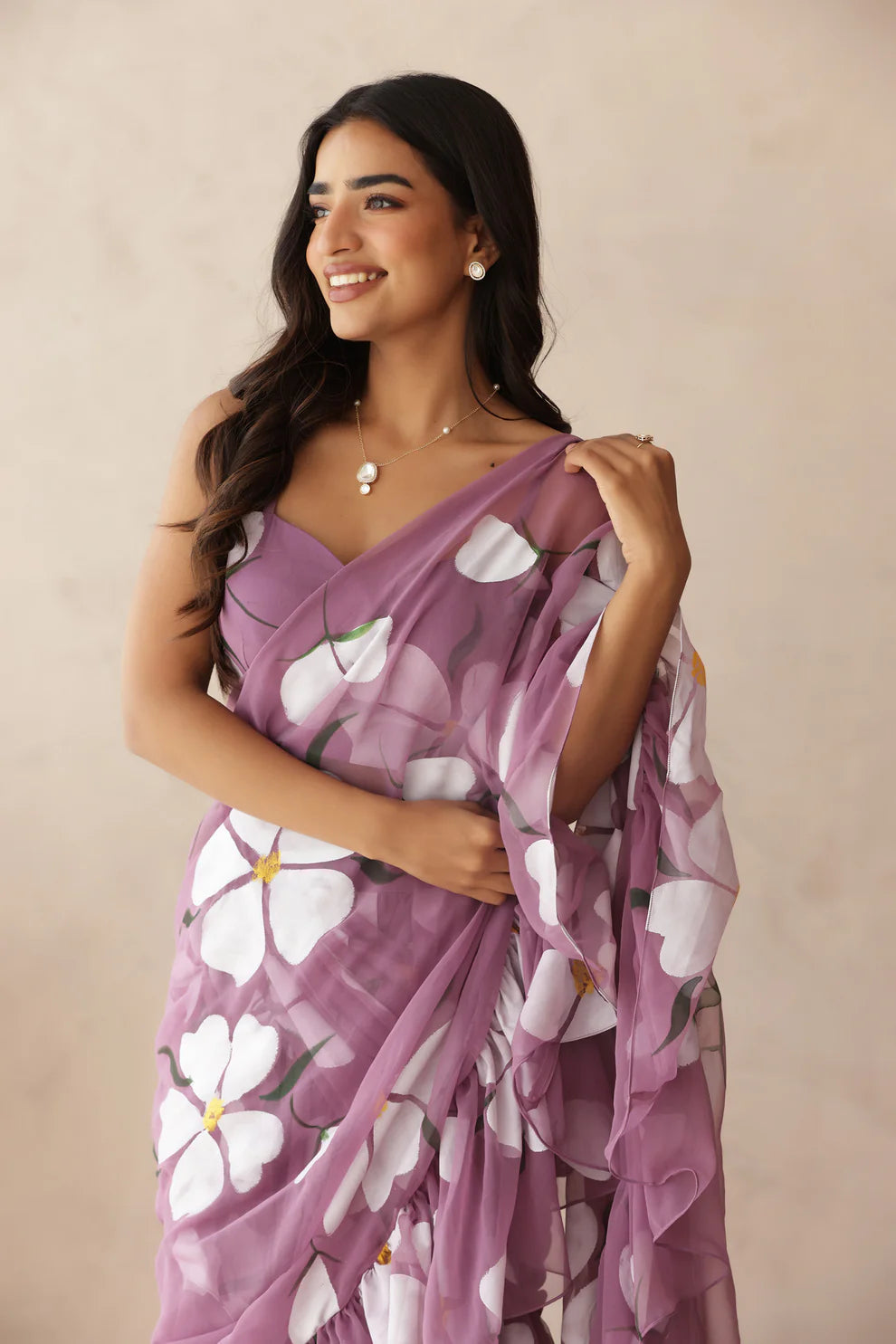 JIYA GREEN HANDPAINTED SAREE