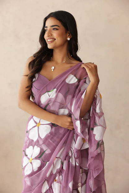 JIYA GREEN HANDPAINTED SAREE
