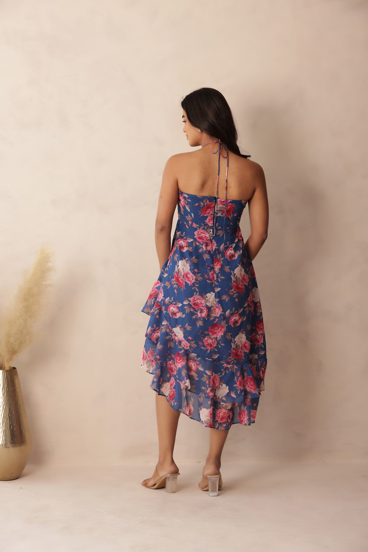 EVELYN BLUE FLORAL SHORT DRESS