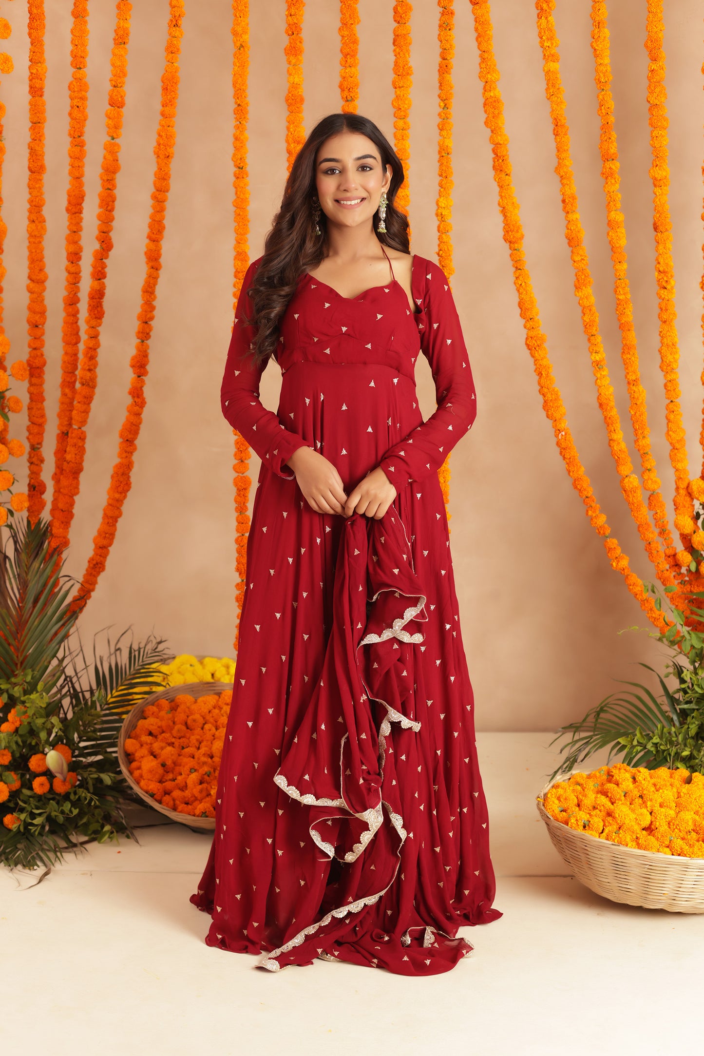 ISHANI RED ANARKALI SET