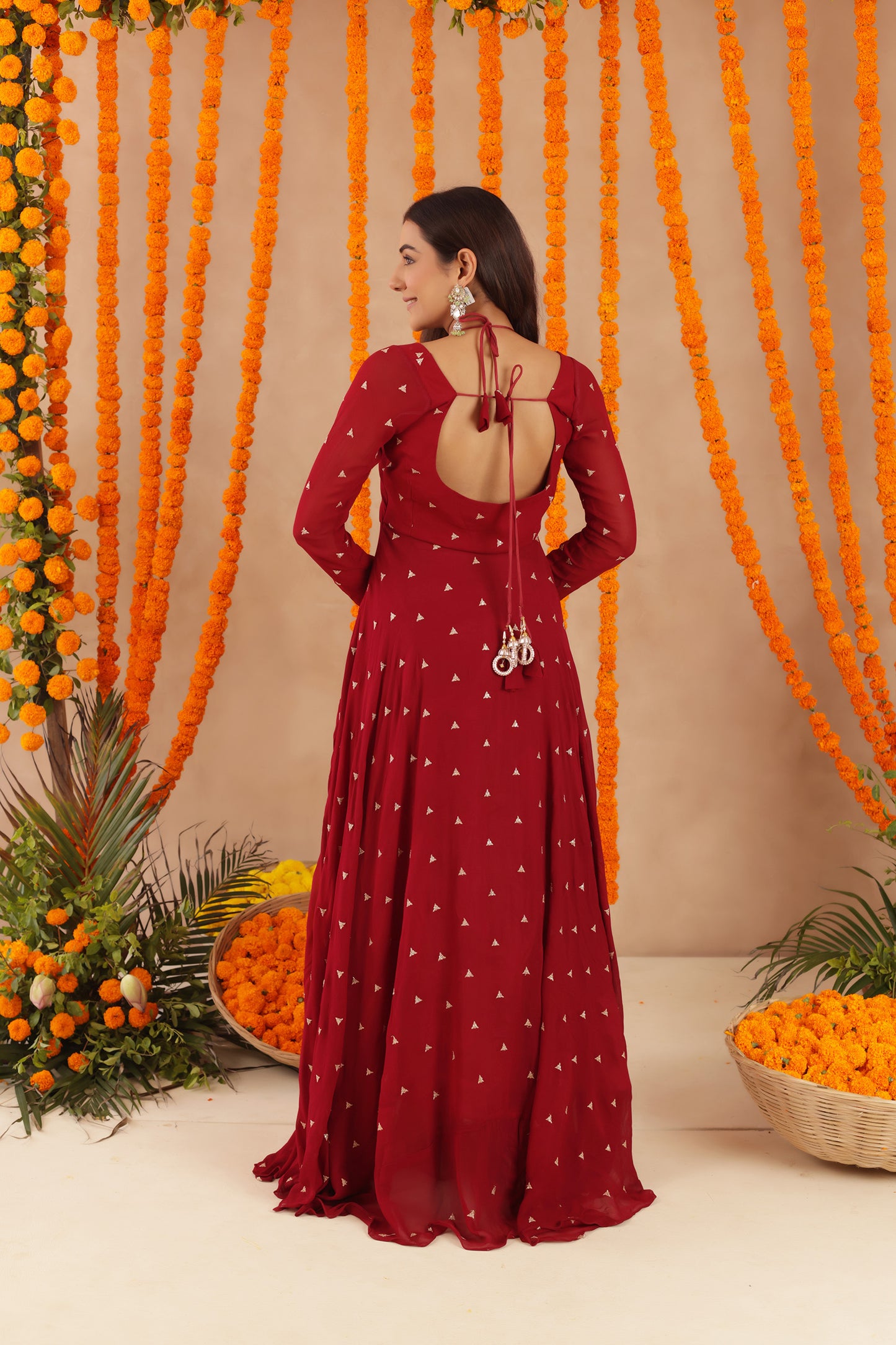 ISHANI RED ANARKALI SET