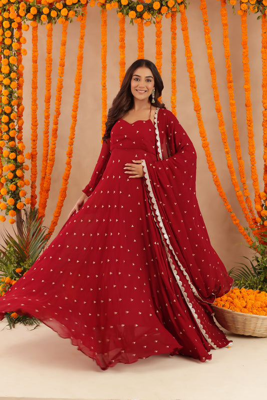 ISHANI RED ANARKALI SET
