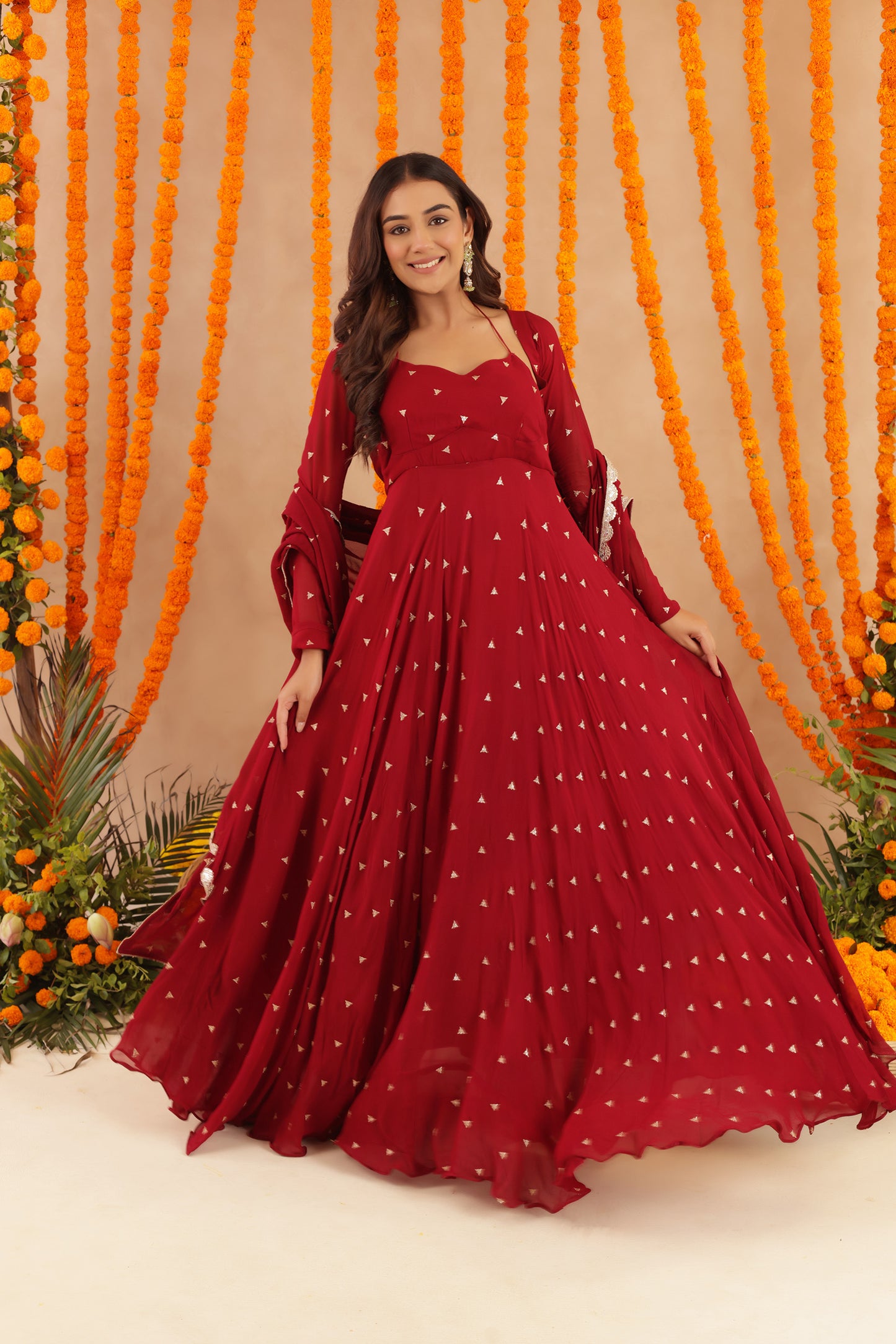 ISHANI RED ANARKALI SET