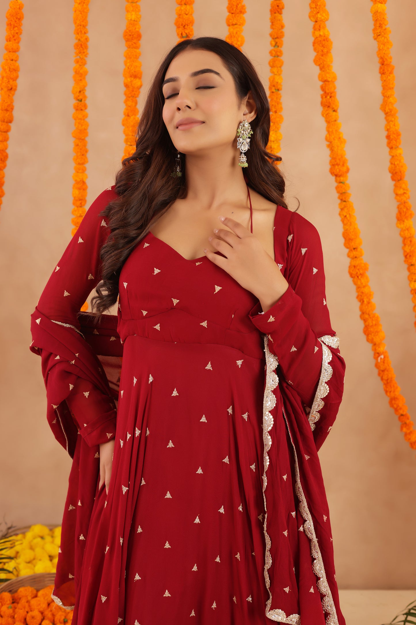ISHANI RED ANARKALI SET