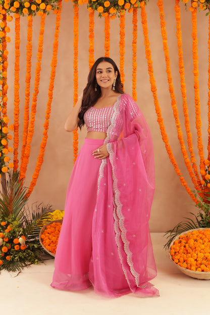 AKIRA HOT PINK DETAILED LEHENGA SET