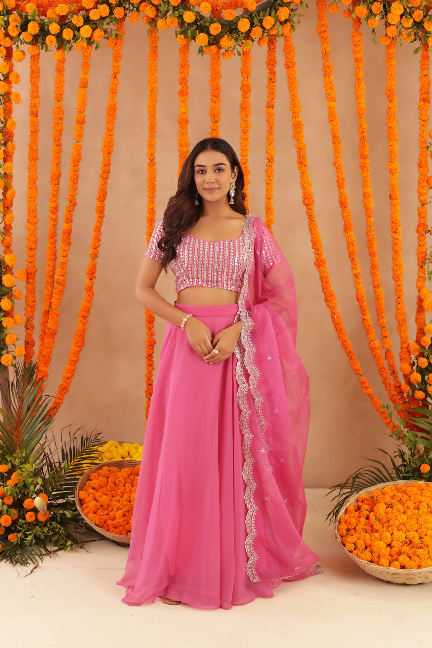 AKIRA HOT PINK DETAILED LEHENGA SET