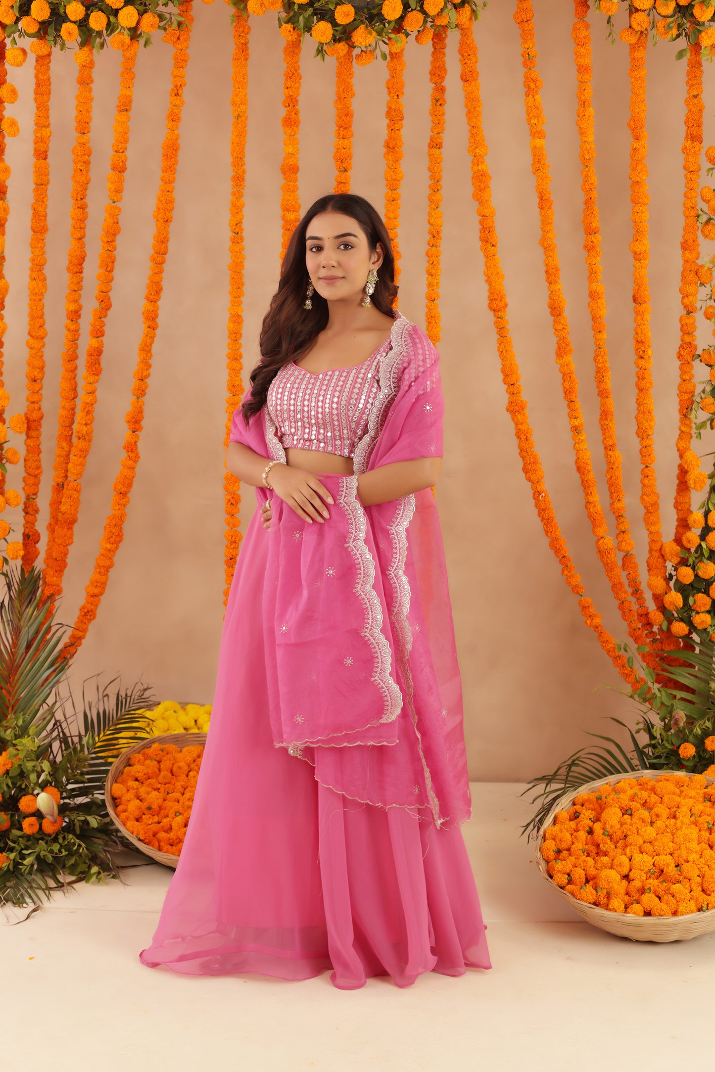 AKIRA HOT PINK DETAILED LEHENGA SET
