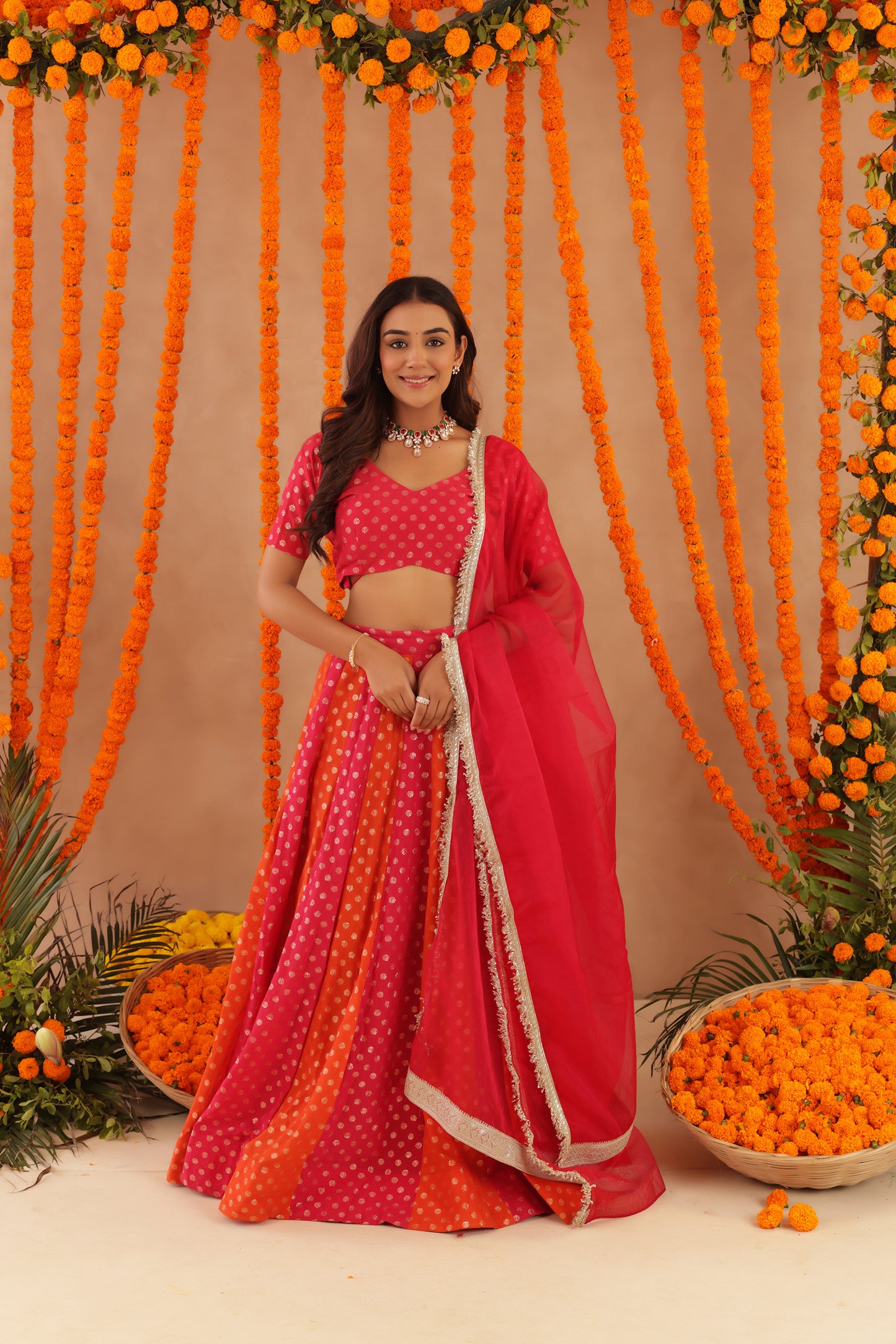 PRIYA MULTI COLORED KALI LEHENGA