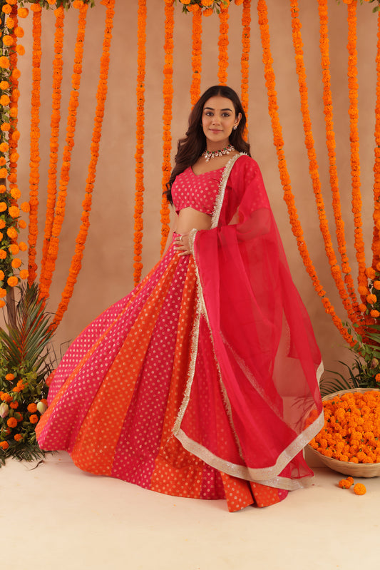 PRIYA MULTI COLORED KALI LEHENGA