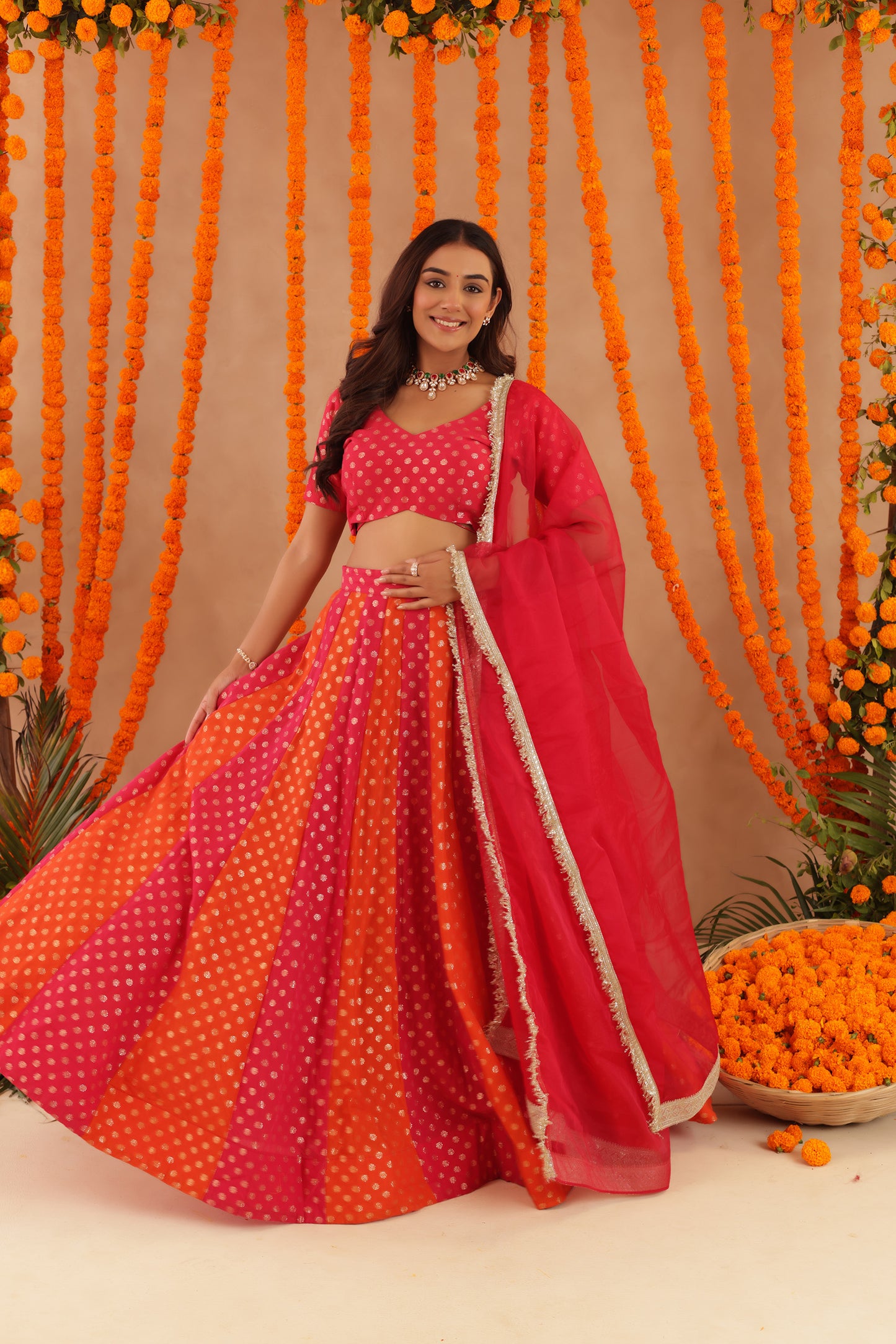 PRIYA MULTI COLORED KALI LEHENGA