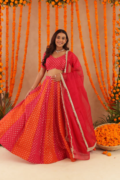 PRIYA MULTI COLORED KALI LEHENGA