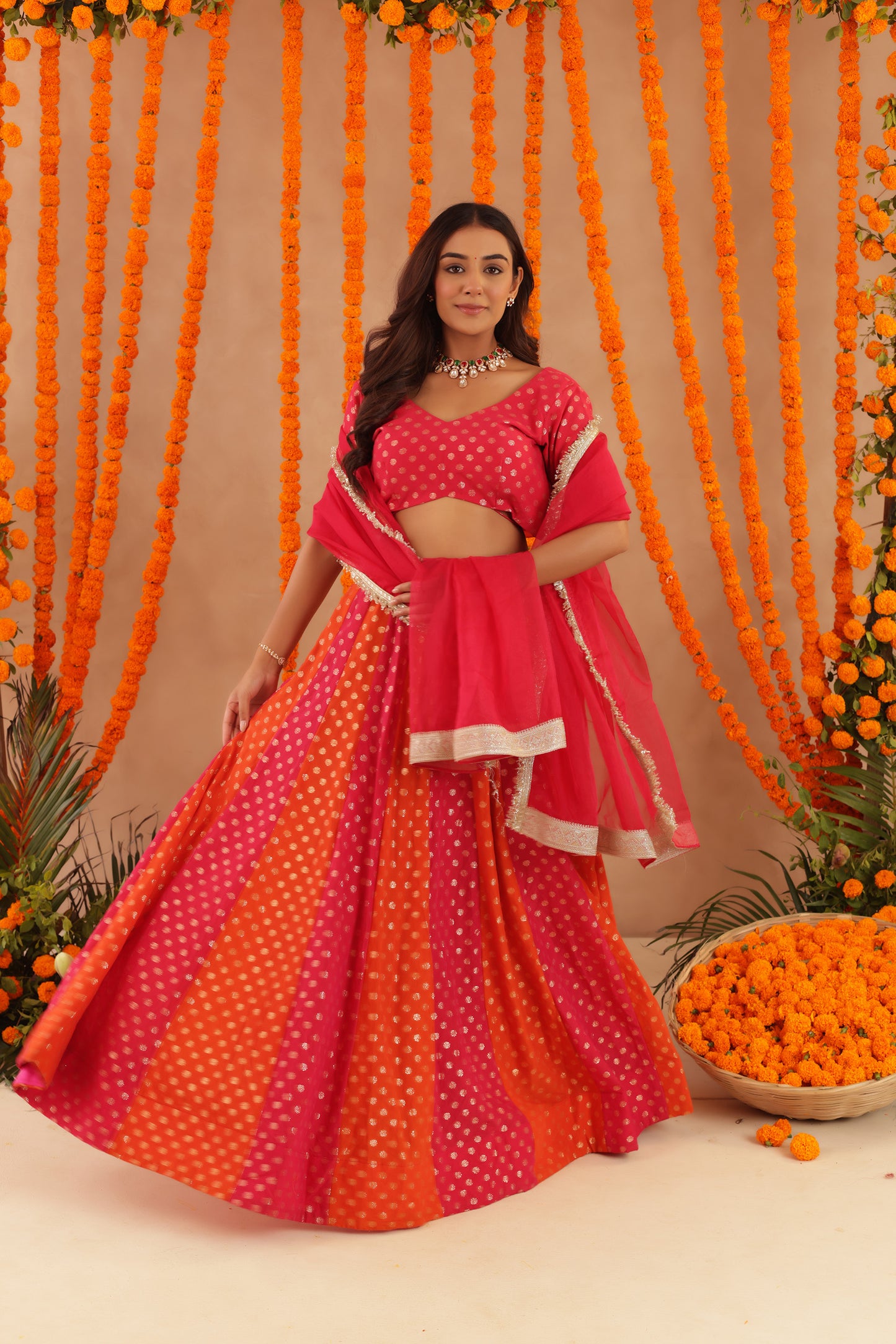 PRIYA MULTI COLORED KALI LEHENGA