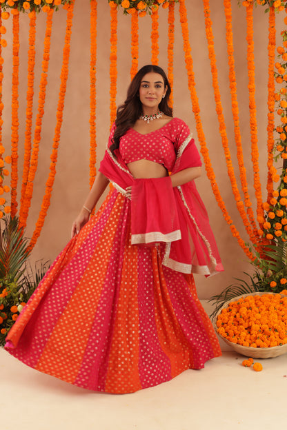 PRIYA MULTI COLORED KALI LEHENGA
