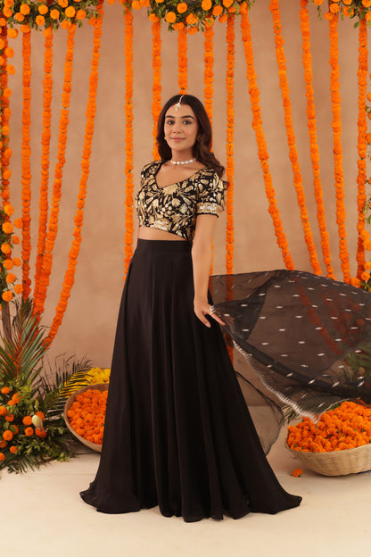 ISHARA BLACK DETAILED LEHENGA SET