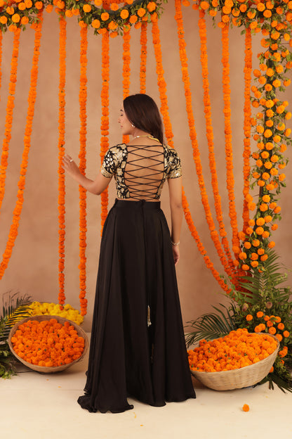 ISHARA BLACK DETAILED LEHENGA SET