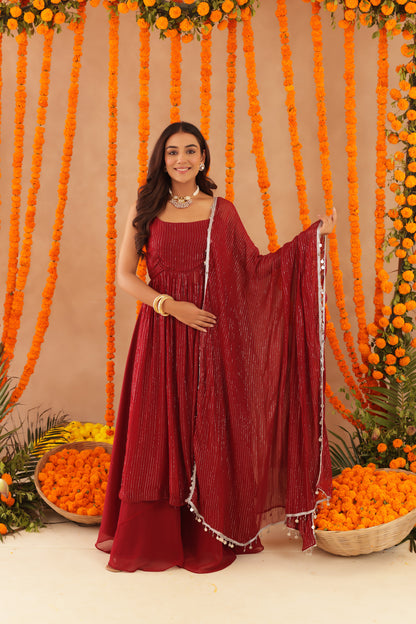 JOSHNA RED LURIX KURTA SET