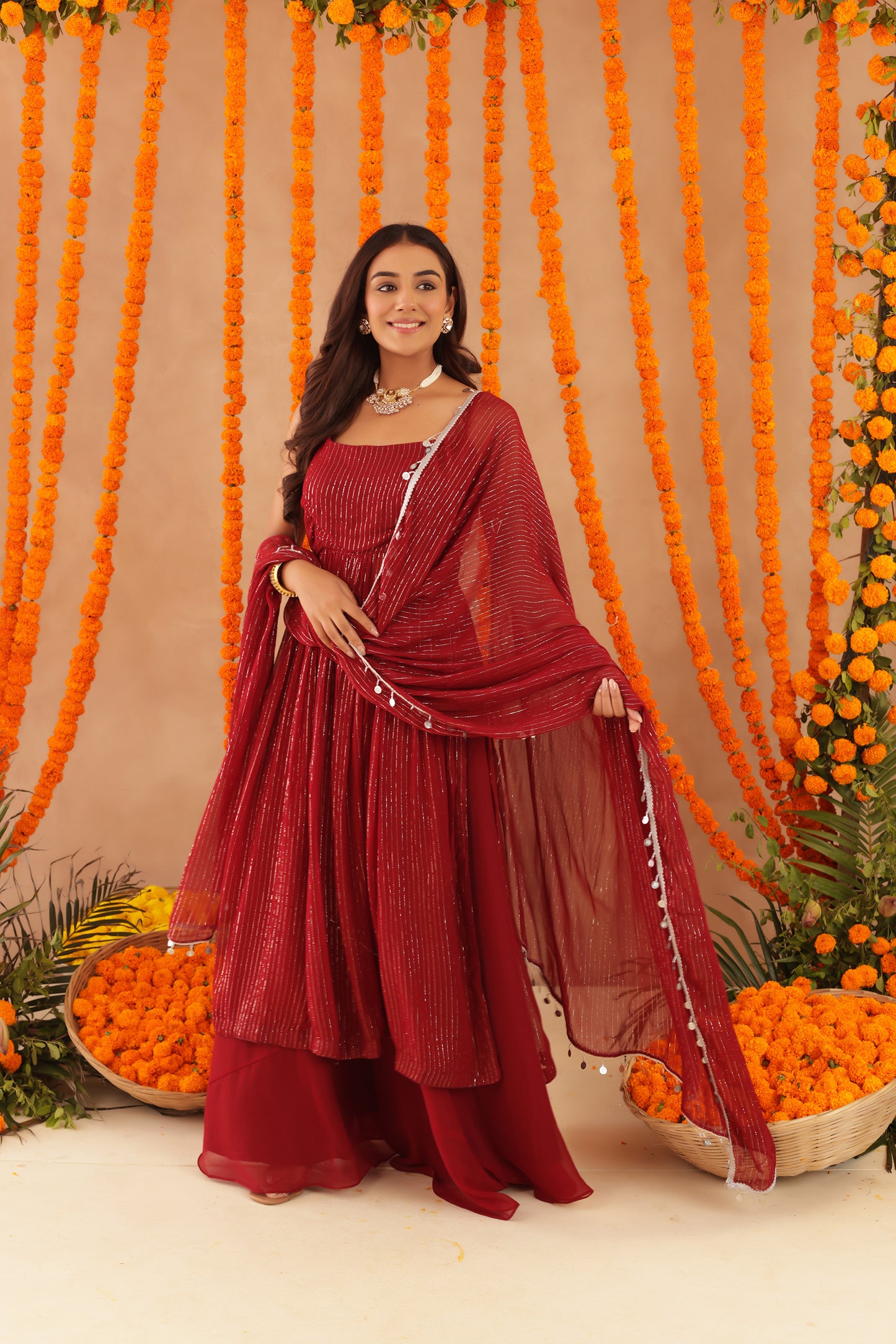 JOSHNA RED LURIX KURTA SET