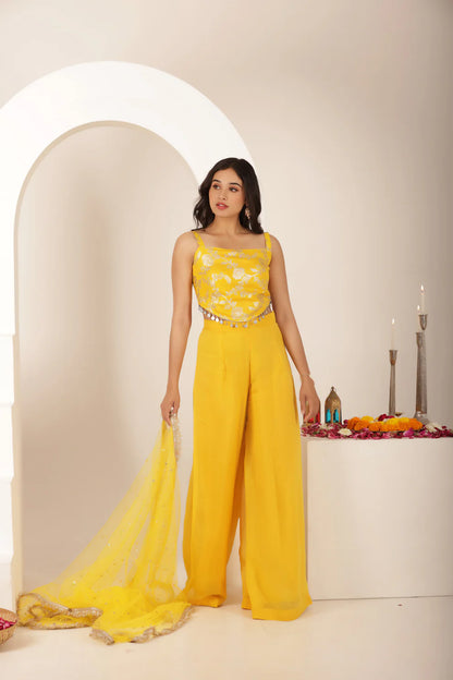 SHRAVYA BLUE BROCADE FUSION COORD