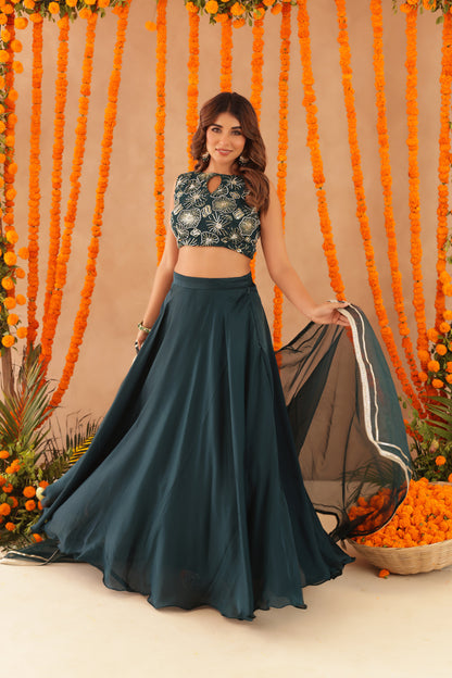 SWARA GREEN DETAILED LEHENGA SET