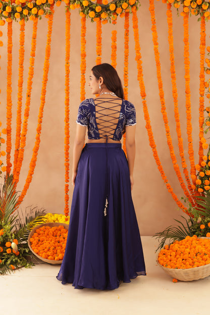 VIBHA NAVY BLUE DETAILED LEHENGA SET