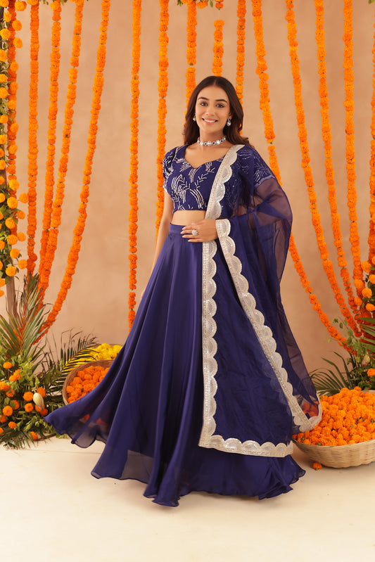 VIBHA NAVY BLUE DETAILED LEHENGA SET
