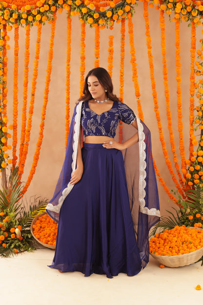 VIBHA NAVY BLUE DETAILED LEHENGA SET