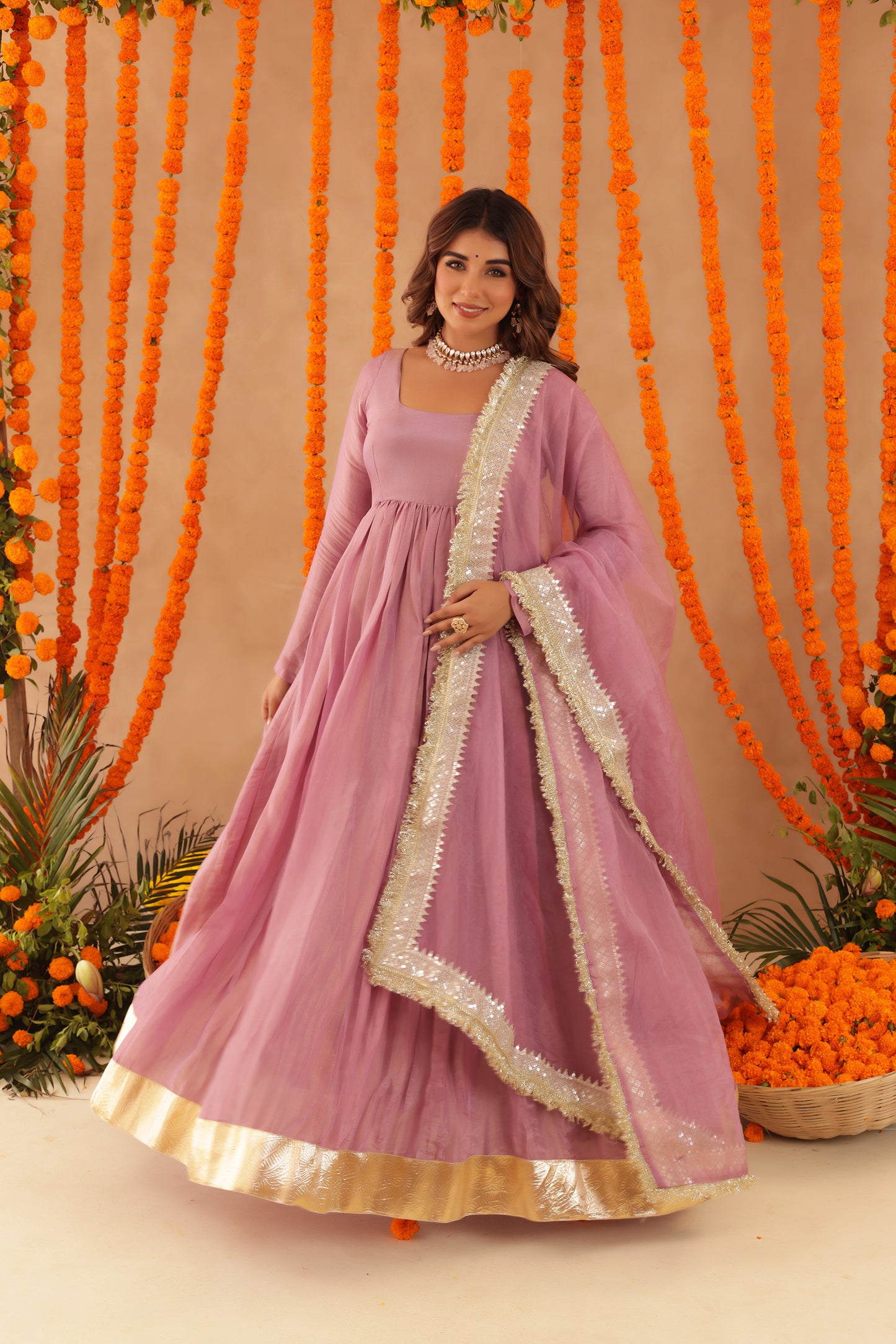 SHUBHA MAUVE PINK ANARKALI SET