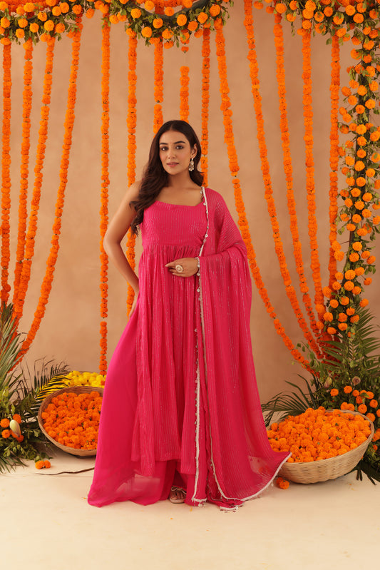 NISHKA PINK LURIX KURTA SET