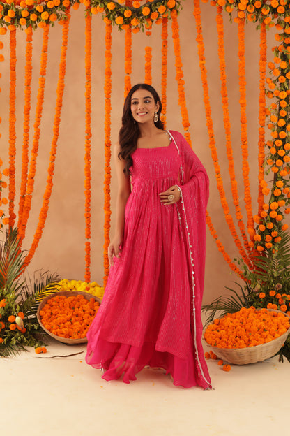 NISHKA PINK LURIX KURTA SET