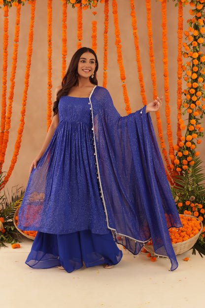 MISHTI BLUE LURIX KURTA SET