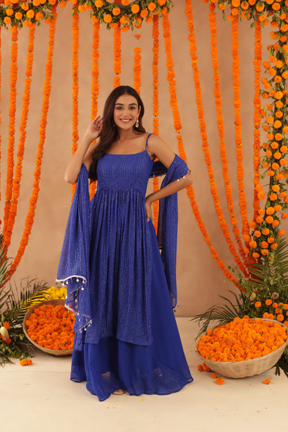 MISHTI BLUE LURIX KURTA SET