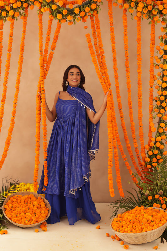 MISHTI BLUE LURIX KURTA SET