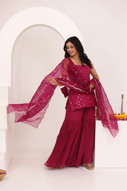 KEERTHI BLUE CHIKANKARI SHARARA SET