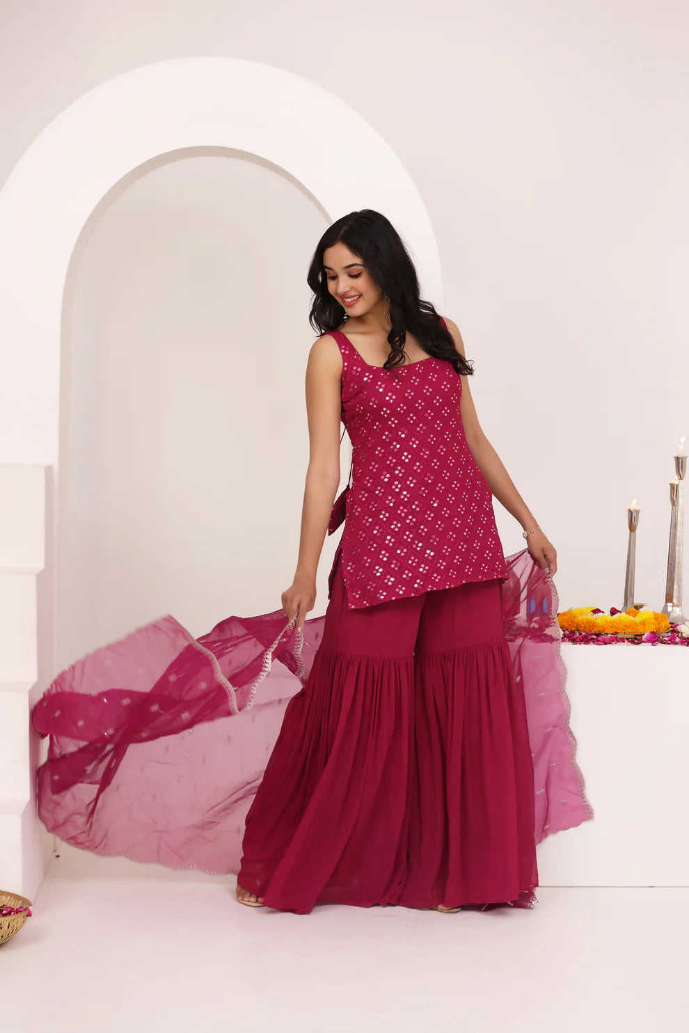KEERTHI BLUE CHIKANKARI SHARARA SET