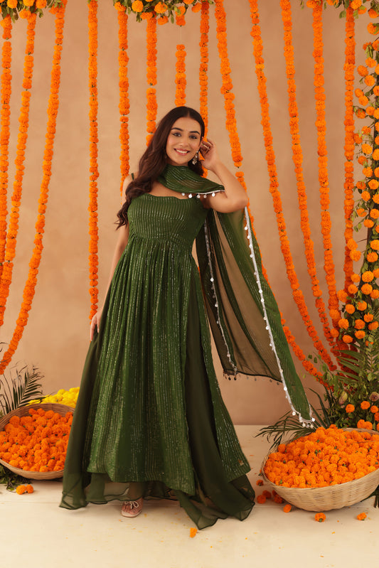 SOBHITA GREEN LURIX KURTA SET