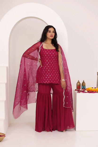 KEERTHI BLUE CHIKANKARI SHARARA SET