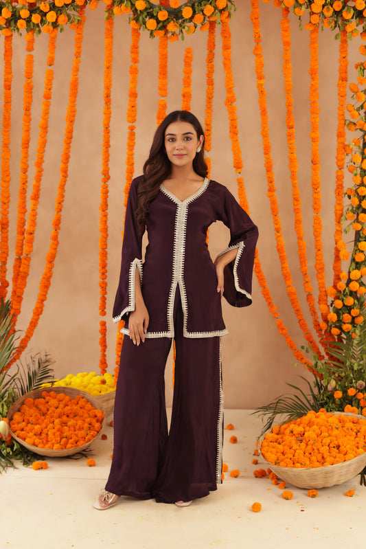 ZEHRA WINE PURPLE COORD SET