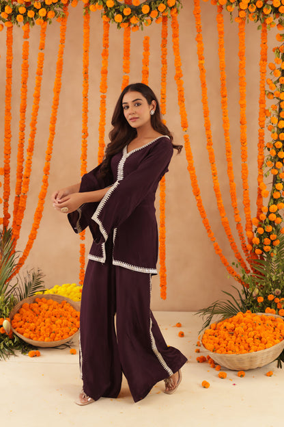 ZEHRA WINE PURPLE COORD SET