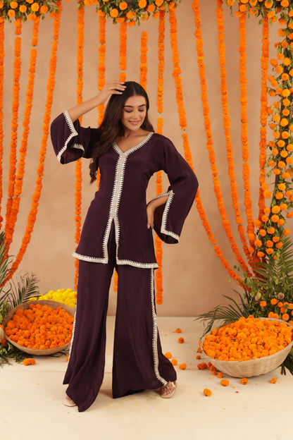ZEHRA WINE PURPLE COORD SET