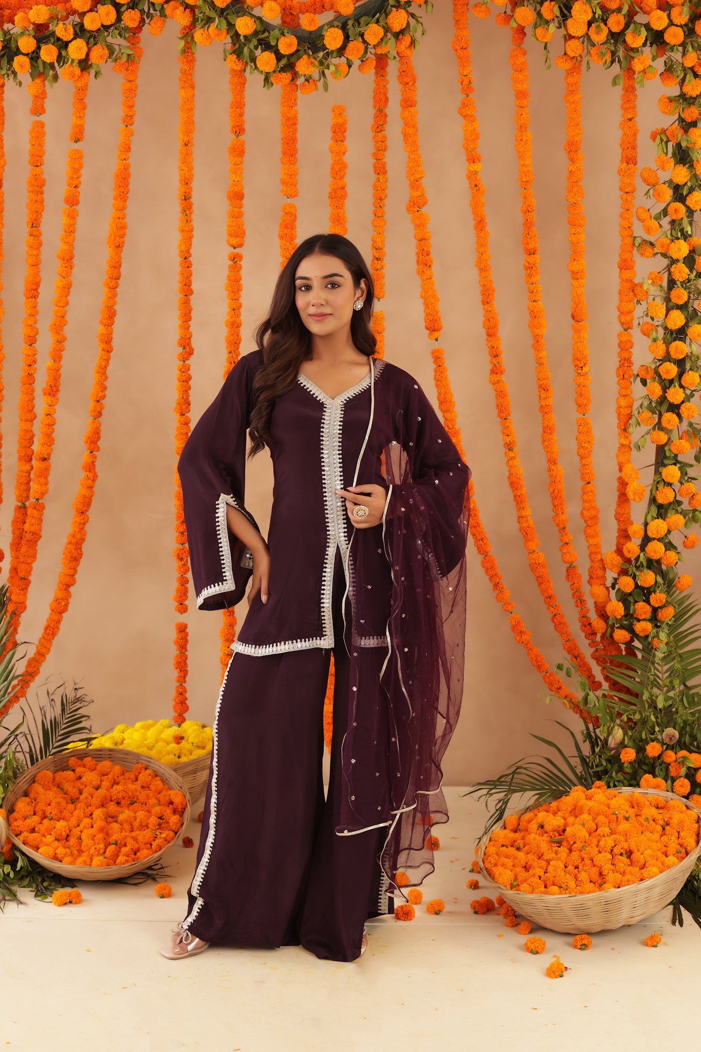 ZEHRA WINE PURPLE COORD SET